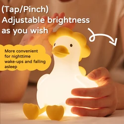 Cute Duck Silicone Night Light Bedside Desk Pat Touch Night Lamp Baby Kids Room Kawaii Decor Ambient Lighting Birthday Gifts