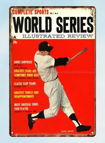 1961 Complete Sports sports Review Mickey Mantle tin sign art and decor