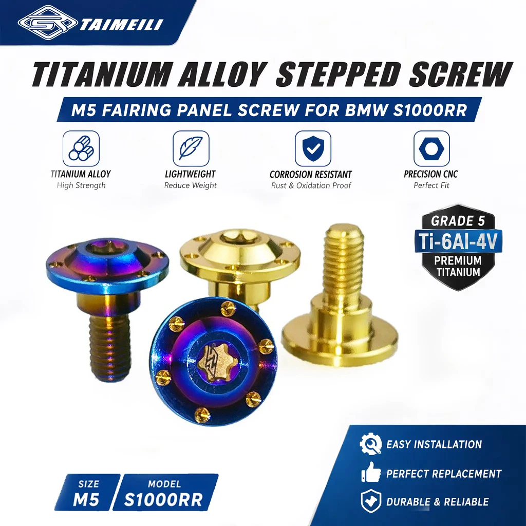 TAIMEILI GR5 TC4 Titanium Alloy Stepped Screw M5×13/16/19mm, Fairing Panel For BMW S1000RR Motorcycle 1/2/4/8/10PCS
