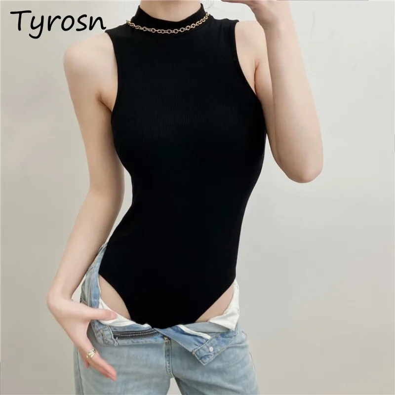 Women Tanks Ulzzang Chic Sexy Slim Design Temperament Tops Black Simple Age-reducing Fashion Youth Vitality Daily All-match New