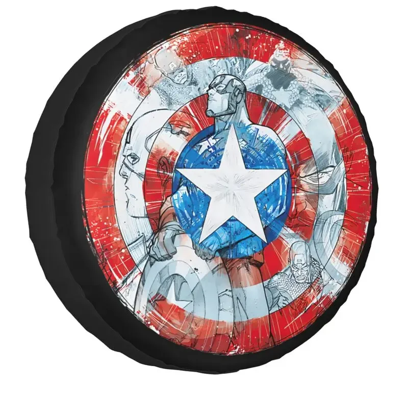 

Captain Shield Logo Spare Tire Cover for Jeep Toyota Mitsubishi America 4WD 4x4 SUV Car Wheel Protectors 14" 15" 16" 17" Inch