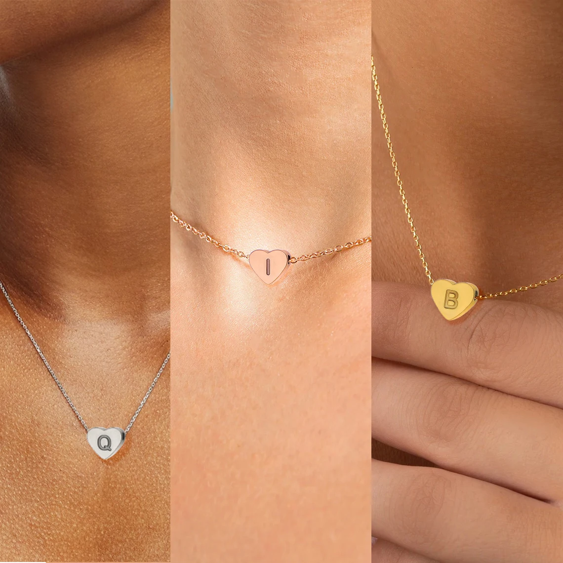 CARLIDANA Minimalist Gold Plated Stainless Steel Jewelry Initial kids Alphabet Pendant Small Mini Heart Initial Letter Necklace