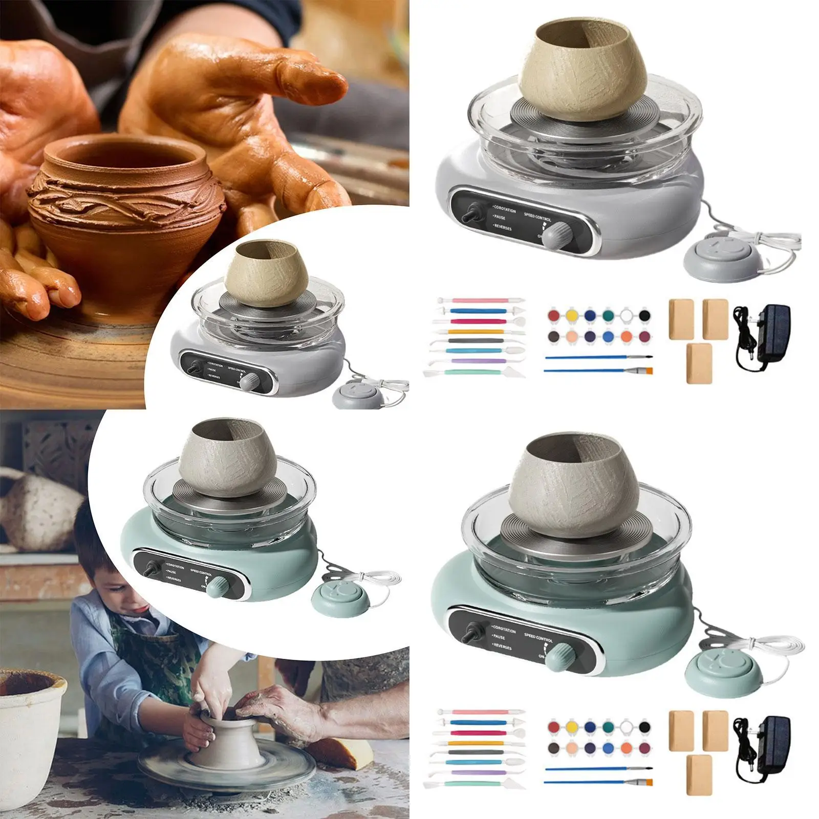 Mini Pottery Wheel Kit Compact Adjustable Speed Electric Pottery Machine Electric Clay Wheel for Kids Adults DIY Craft Projects