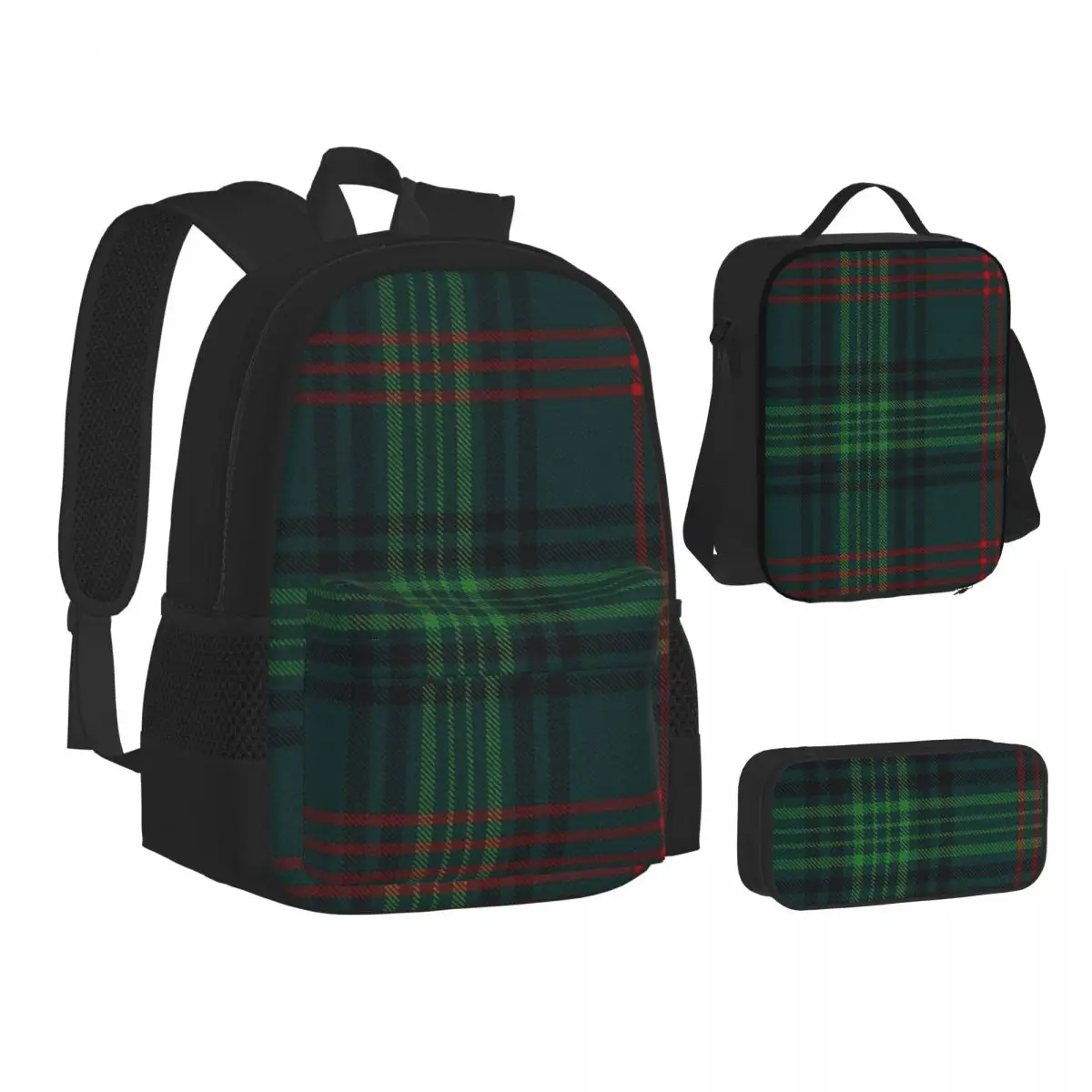 

Outlander Leather And Tartan Scottish Art Backpacks Students Bookbag School Bags Kids Rucksack Lunch Bag Pen Bag Three-Piece Set