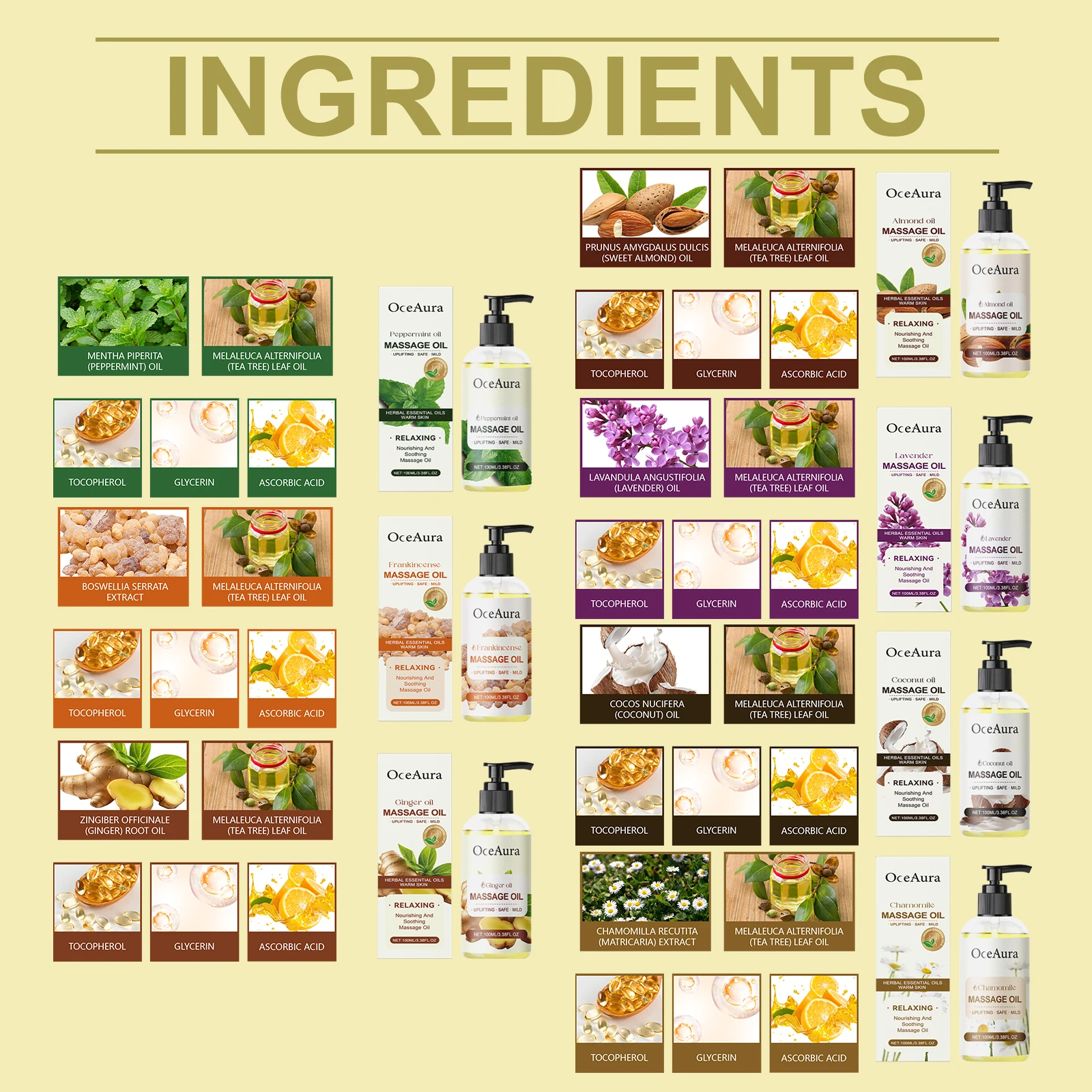 OceAura カモミール ボディ エッセンシャル オイル 水分補給と保湿 ボディ保湿マッサージ エッセンシャル オイル 長期持続用