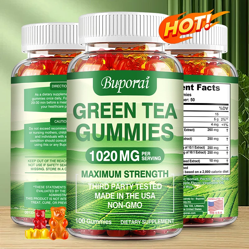 Green Tea Fat Gummies -Belly Fat Burner, Metabolism Booster, Appetite Suppressant