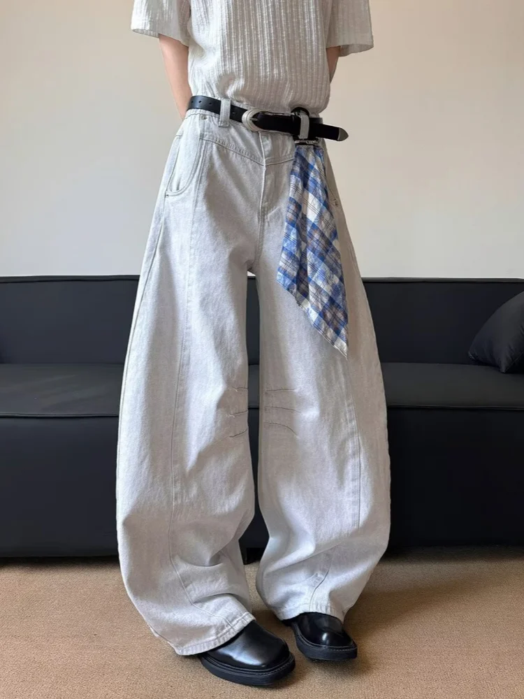 2026 Y2K Mode Gewaschene Weiße Baggy Plissierte Jeans für Herren – Lässige Luxus-Baumwollhose im Straight-Schnitt – Moda Hombre – Detail 8