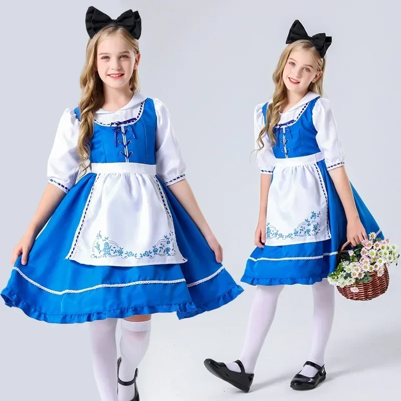 

Child Cosplay Maid Blue Dress Costume Fancy Masquerade Costume