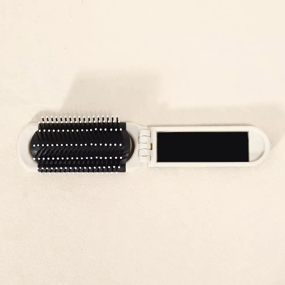 فرشاة شعر قابلة للطي تحت عنوان Kpop مع مرآة - مشط تدليك الجيب المدمج، للاستخدام أثناء السفر/الاستخدام اليومي، هدية مروحة، خاصة للشعر المستعار الحقيقي