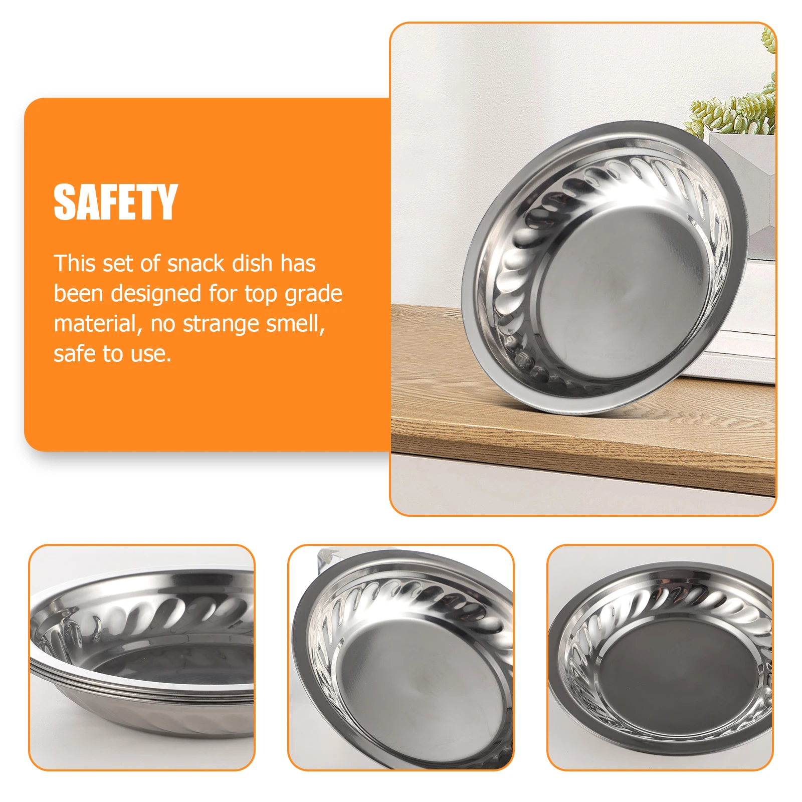 

3PCS Stainless Dish Fruit Plate Snack Tray Dessert Tray Salad Food Plate Holder Storage Display Kitchen Barware