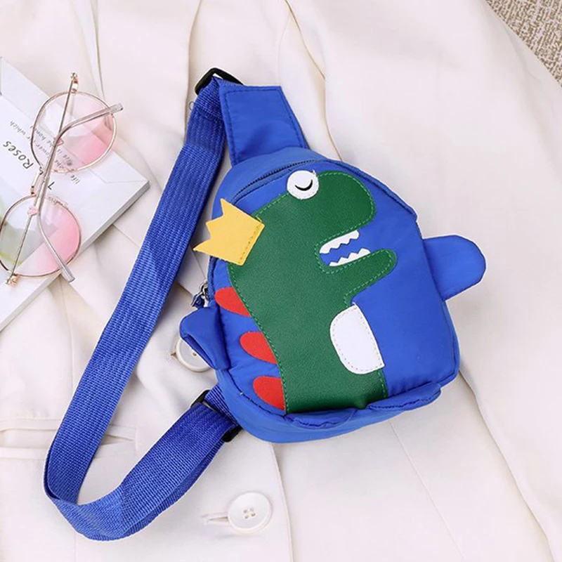 Mini bolsos de pecho con patrón de dinosaurio de dibujos animados para niños, monedero lindo para niños, regalo para niños