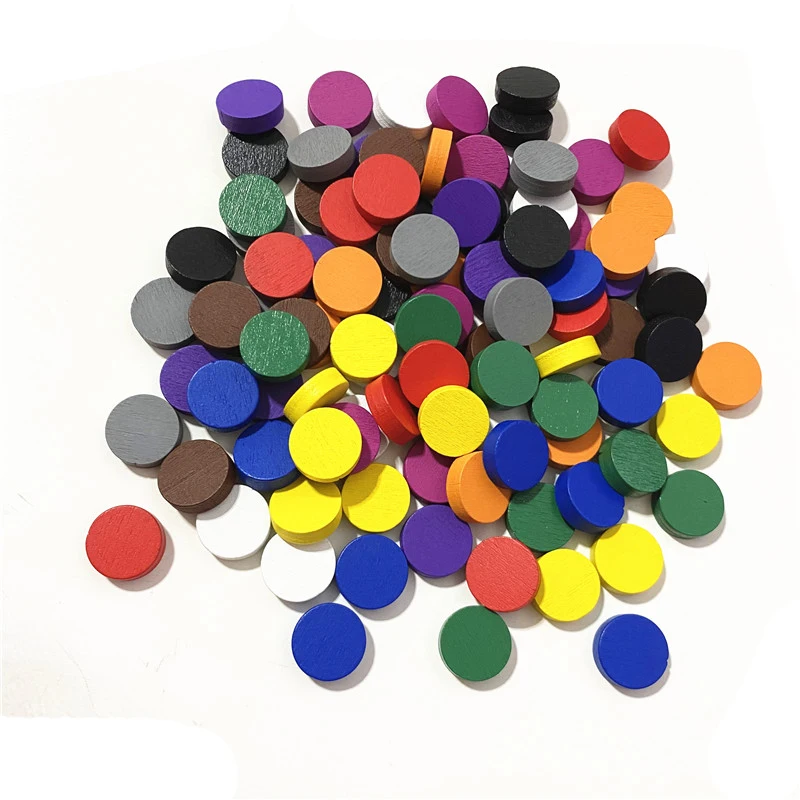 50 Stück 15*5mm 11 Farben Holz scheibe Bauern spiels tücke buntes Schach für Token Brettspiel zubehör