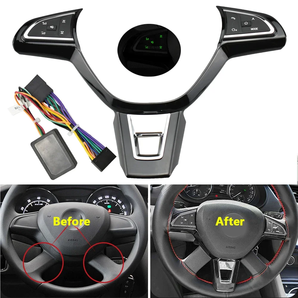 Modified multifunction steering wheel control button volume button audio switch phone button For Skoda Superb Yeti Rapid Octavia