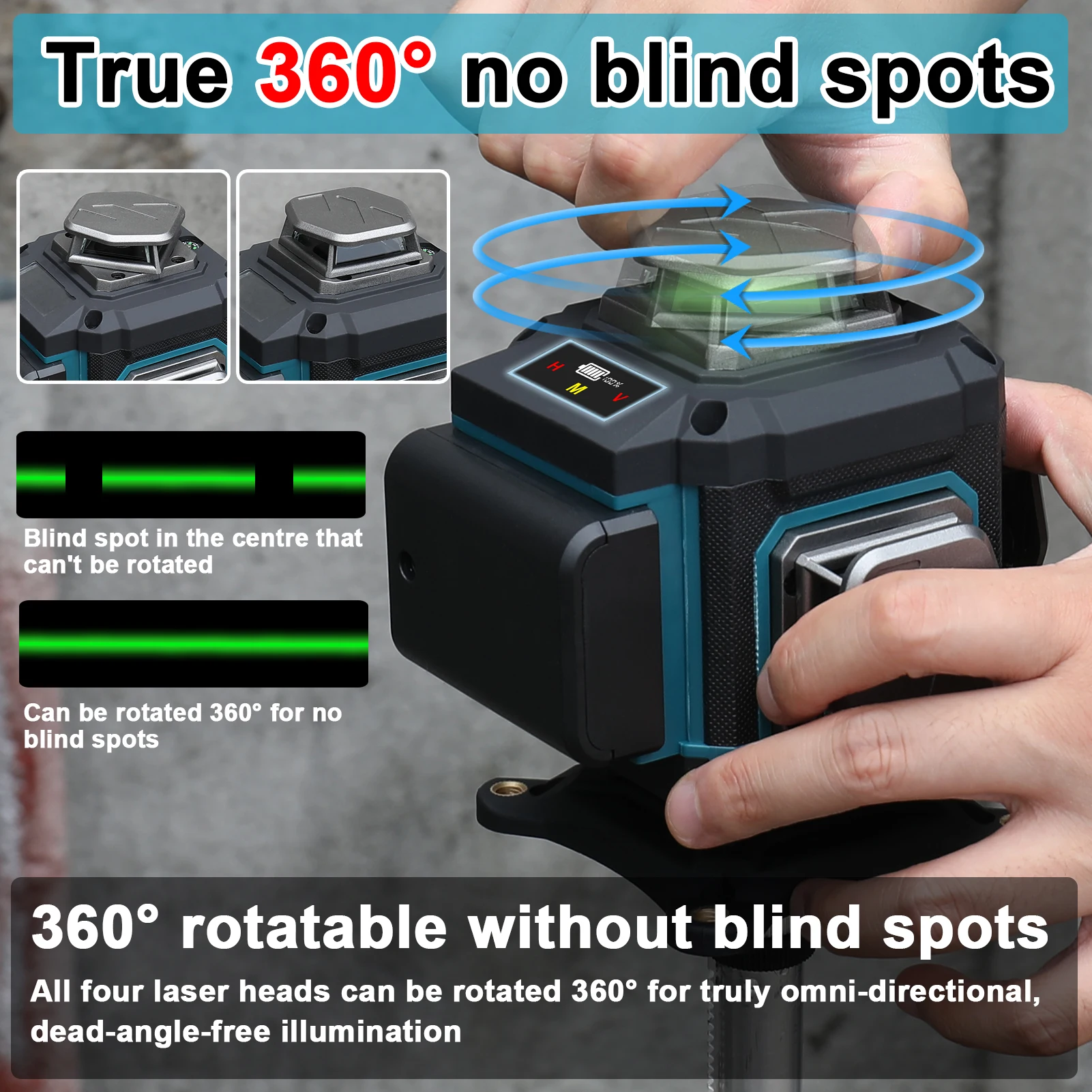 3D 16 Lines Laser Level with Height Adjustable Tripod Stand 3° Self-leveling Rechargeable Omnidirectional Laser Leveling Tool