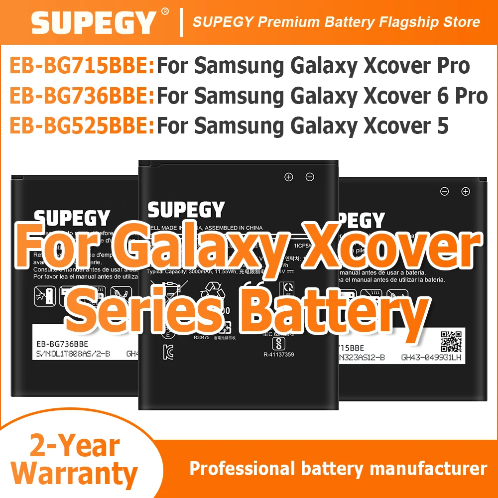 2026 Years Brand New Battery EB-BG715BBE EB-BG736BBE EB-BG525BBE For Samsung Galaxy Xcover 5 Xcover Pro Xcover6 Pro+Free Tools