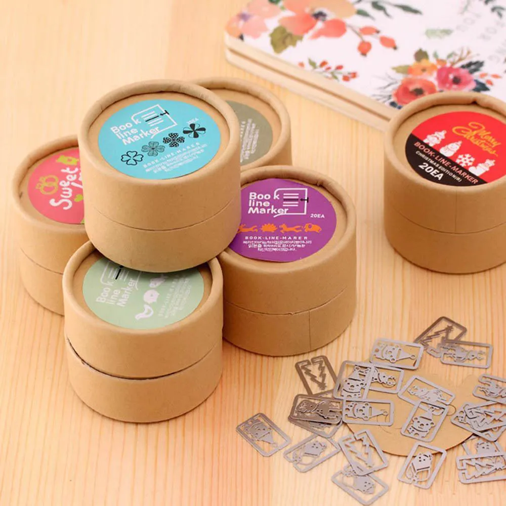 

20pcs/Box Mini Metal Bookmarks Cute Geometric Book Note Clip Marker Stationery For Office School Supplies Books Page Holder