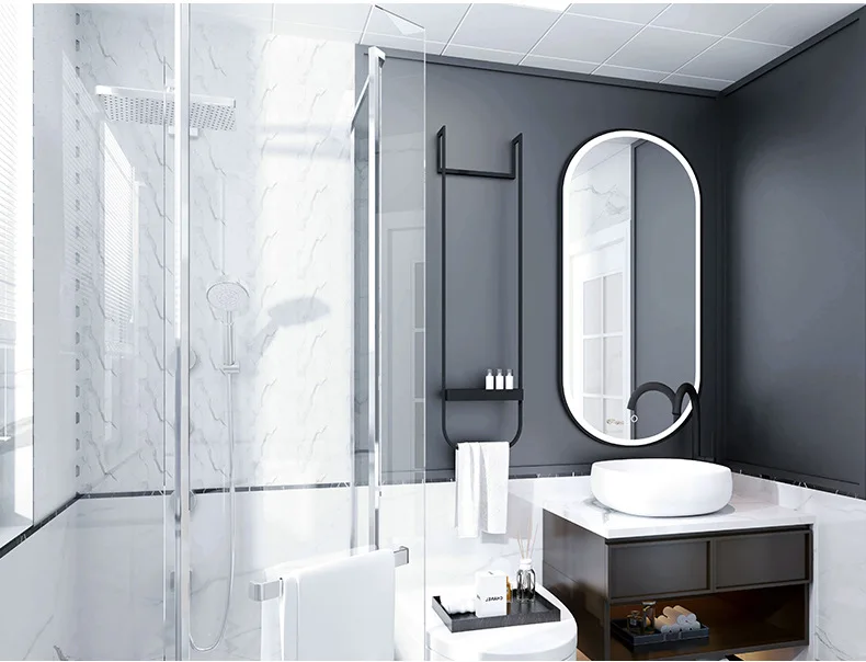 Ovaler Friseursalon-Spiegel Europa und die Vereinigten Staaten Moderner, einfacher Wandspiegel in voller Länge Aluminium-Boden-Kosmetikspiegel