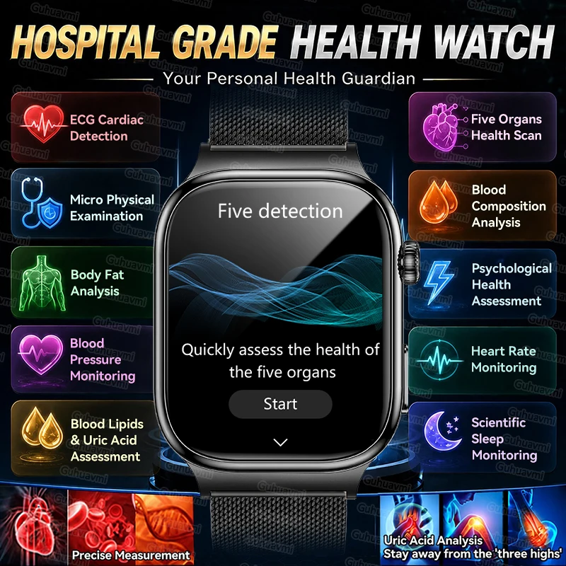 2026 New Hospital Level Health Smart Watch Body Fat ECG Blood oxygen BP Health AMOLED Screen HD Call Sport Smart Watches For Man