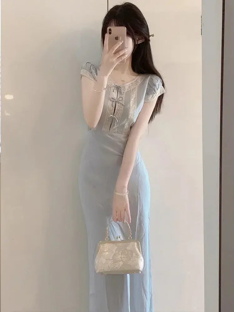 Neue chinesische Stil Qipao Frauen anmutigen Frühling Sommer schlanke sexy Cheong sam Kleid lässig täglich Qipao Kleid verbessert Qipao