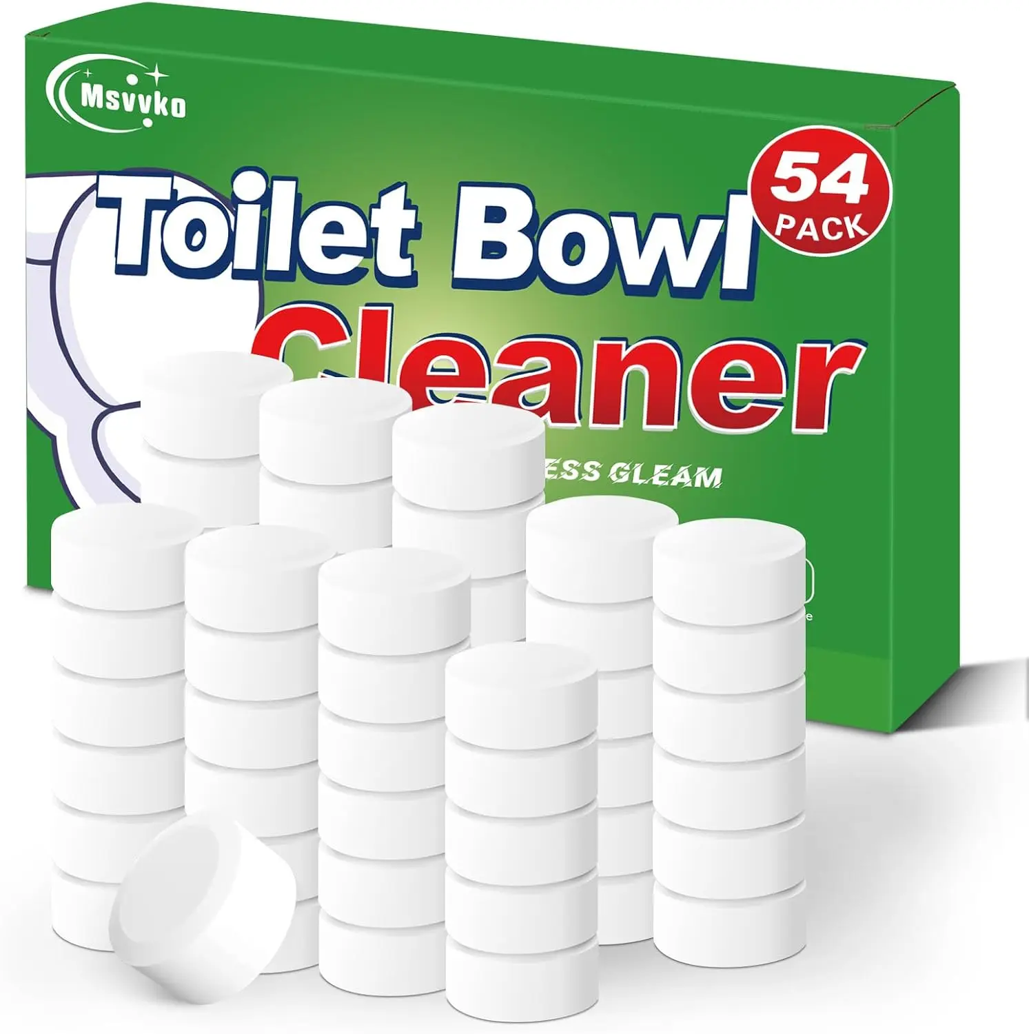 

Automatic Toilet Cleaner Tablets 54 Pack, No Scrubbing, Continuous Cleaning Against Tough Stains