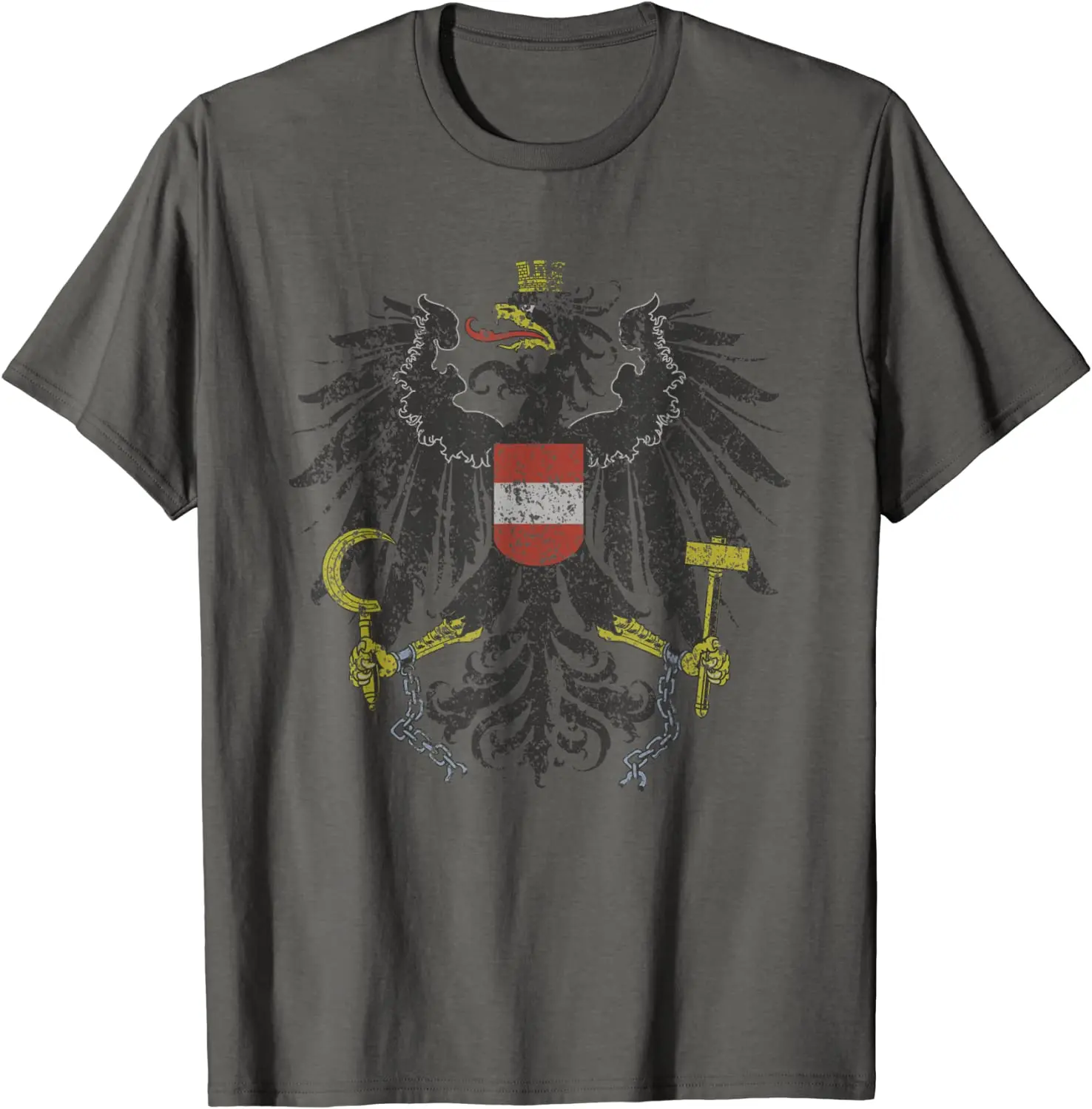 Austrian Flag Austria Coat of Arms Eagle Men T-Shirt Short Sleeve Casual 100% Cotton O-Neck Summer Mens T Shirts