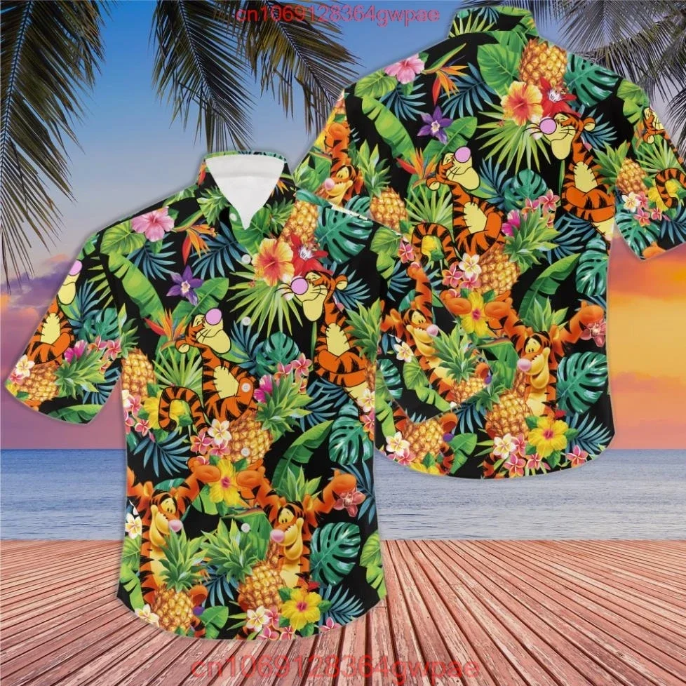 Tigger camisa havaiana verão praia viagem família camisa havaiana disney camisa havaiana vintage botão para baixo camisa