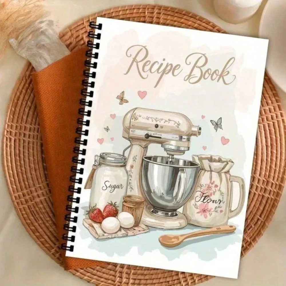 Cuaderno de recetas personalizado, cuaderno de espiral hecho a mano para el hogar, libro de recetas en blanco, utilizado para organizar las recetas de tu familia, 1 ud.