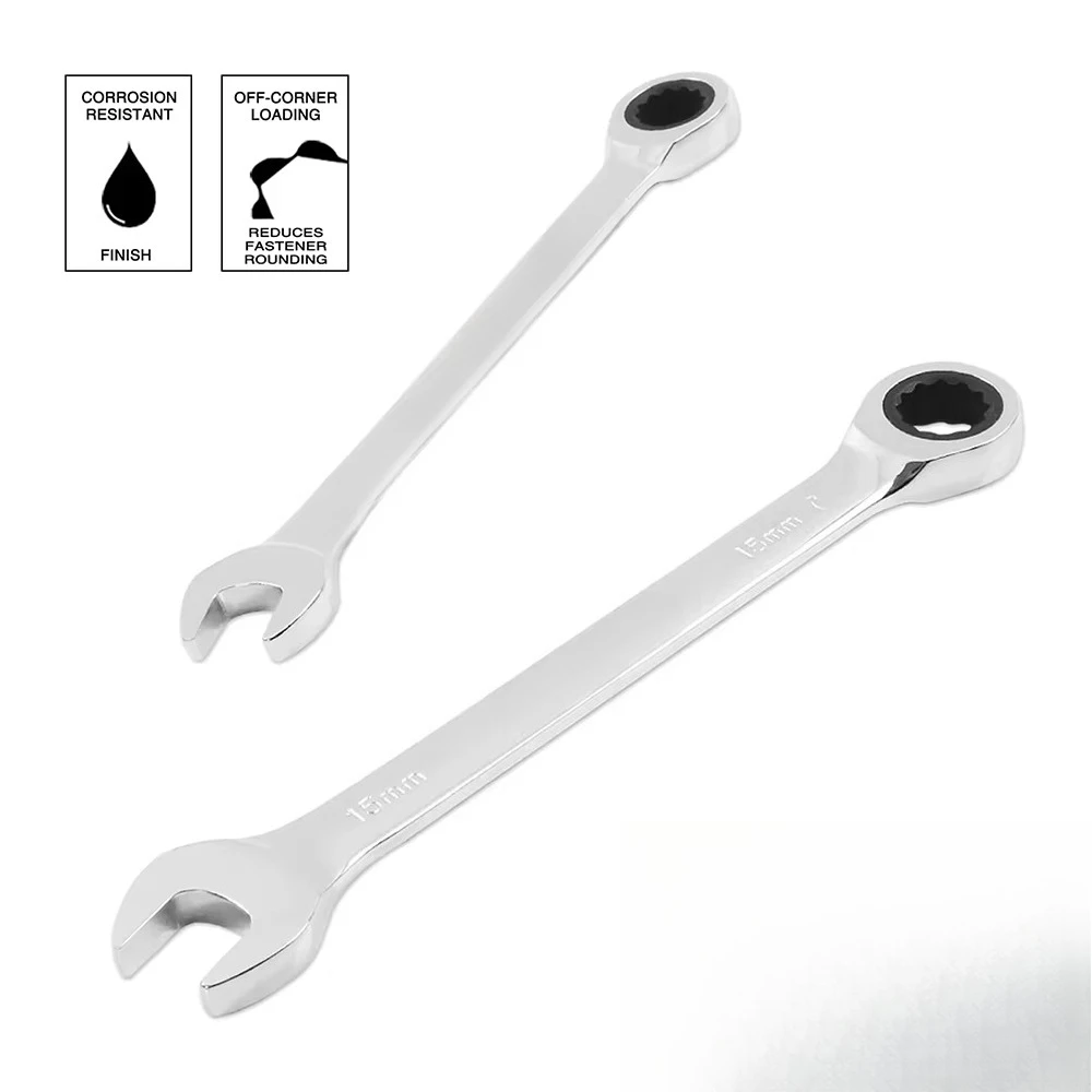 22 Pieces Metric Combination Wrench Ratchet Spanner Set for Household Auto Repair