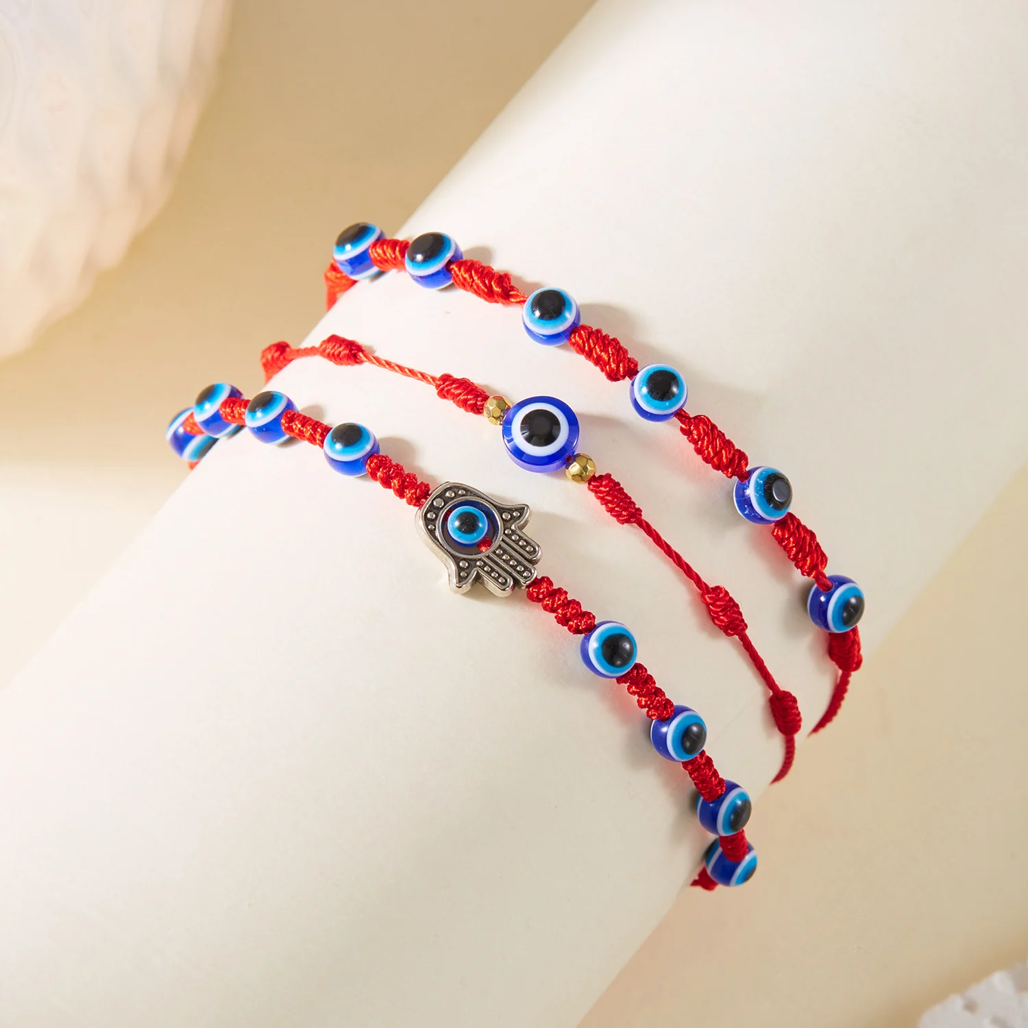 Turkish Evil Eye Bracelets Set for Women Men Classic Handwoven Rope Blue Eye Adjustable Lucky Red Bracelet Jewelry Family Gift