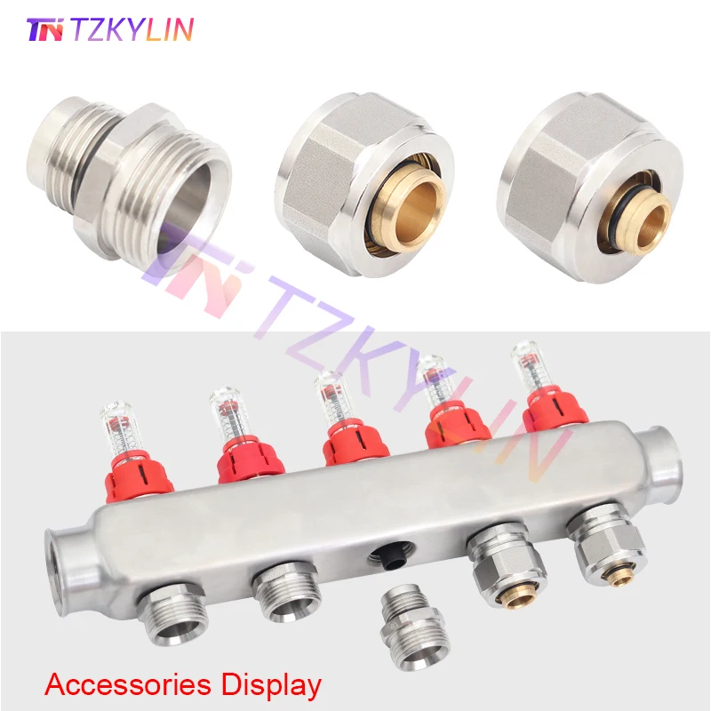 

Underfloor Heating Manifold Couplers, Heating Distributor Replacement Part for Multi/PEX Pipe 3/4"x16mm & 20mm