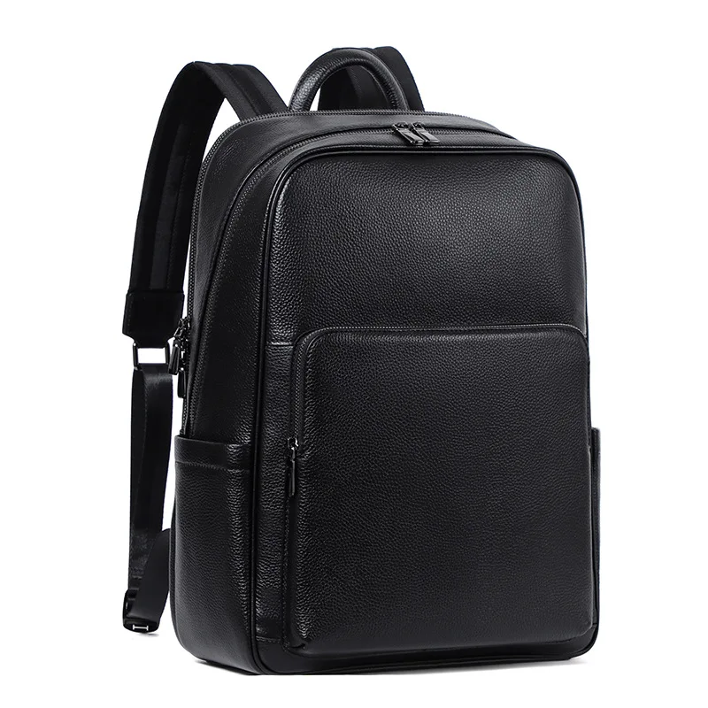 Top Layer Leather Backpack for Men Large Capacity Teenagers Mochilas Schoolbag High Quality 15.6 inch Laptop Bagpack
