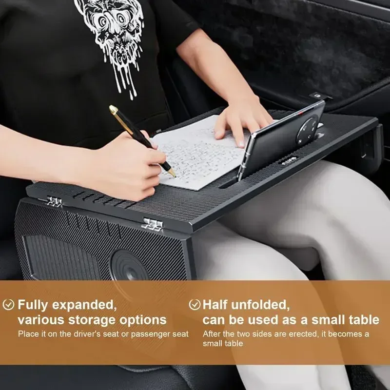 

1PC Double Folding Car Food Tray Desk for Tesla Model 3/Y 2017-2024,Portable Multipurpose Car Tray Table Accessories