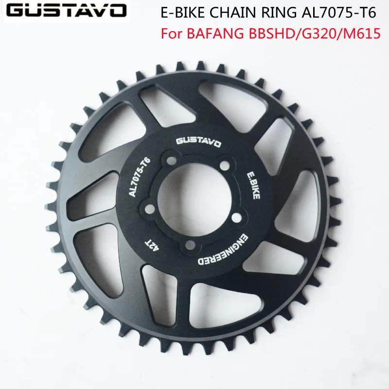 GUSTAVO Electric Bicycle Chainring For BaFang BBS01 BBS02 BBSHD 42T Chain Ring 7-12 Speed  Aluminum Alloy E-bike Accessories