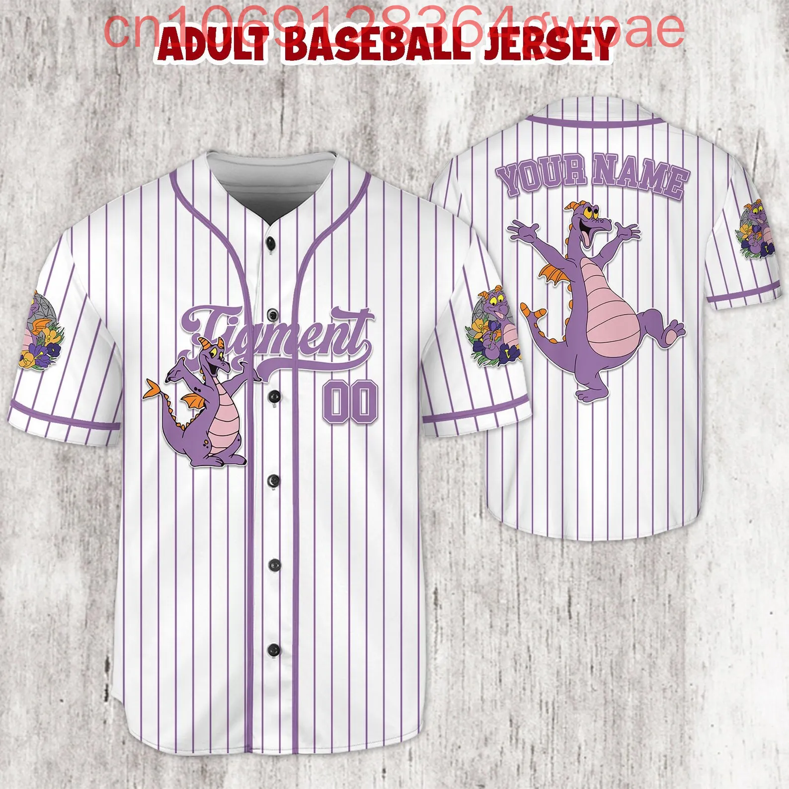 Custom Disney Figment Little Spark Baseball Jersey Men's Womens Kid's Baseball Uniform Summer Casual Short Sleeve Baseball Shirt