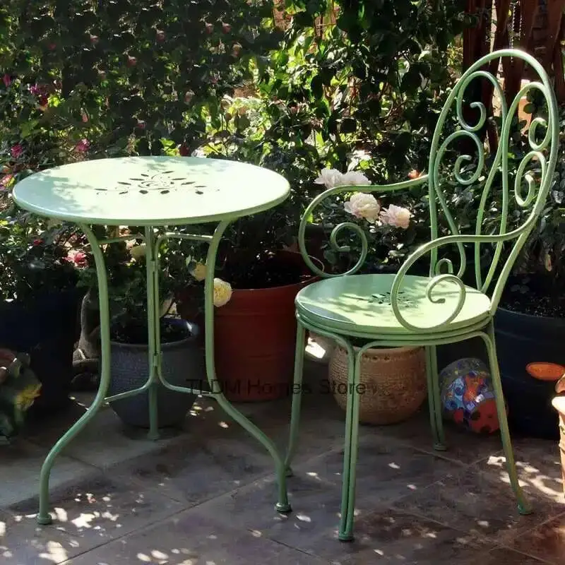 

Garden Sets French Furniture Wrought Home Iron Outdoor Furniture Set Minimalist Pastoral Style Balcony Terrace Patio Furniture