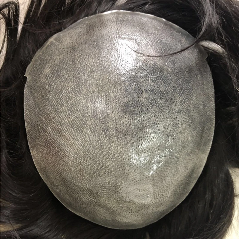 Human Hair Replacement Systems Men Toupee 0.04-0.06mm Thin Skin Pure Handmade Wigs For Men 100% Natural Remy Indian Human Hair