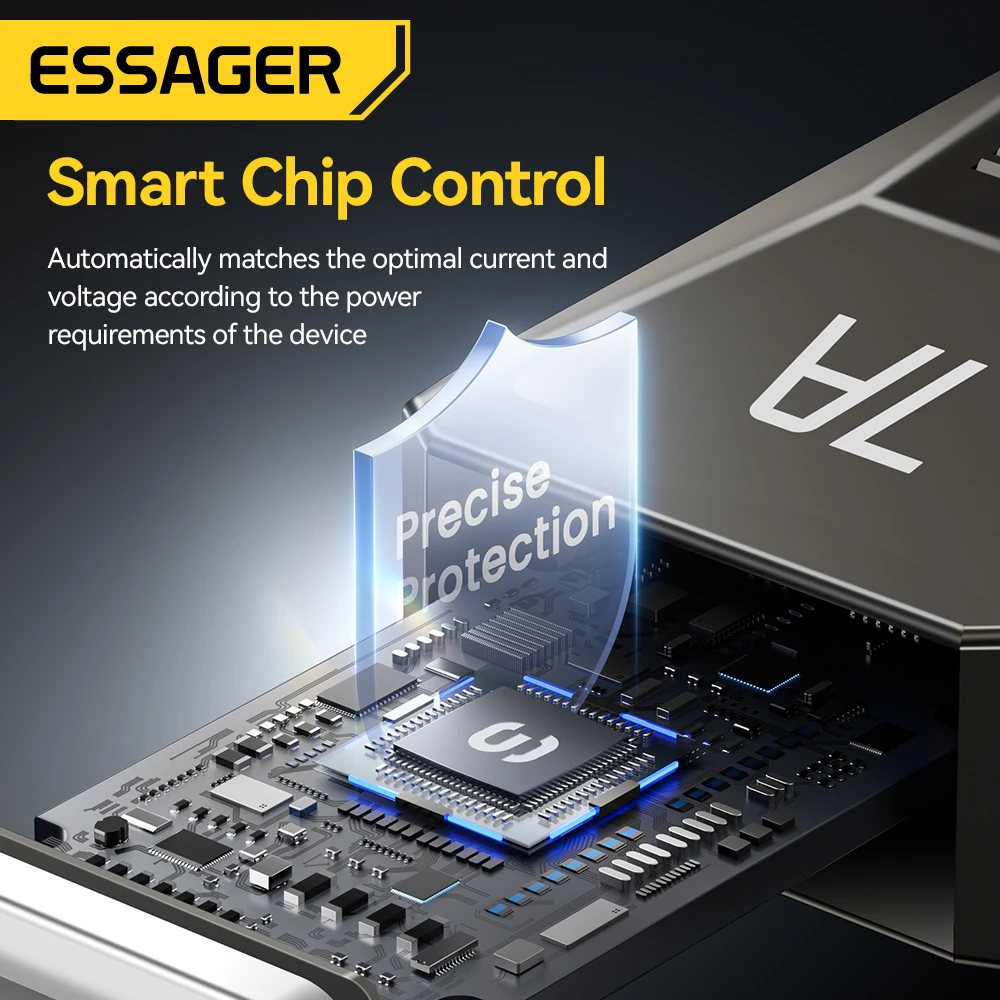 Essager 7A USB نوع C كابل لهواوي الشرف سامسونج OnePlus ممن لهم فيفو Xiaomi 15 100 واط/88 واط الفولاذ المقاوم للصدأ شحن سريع سلك البيانات #4