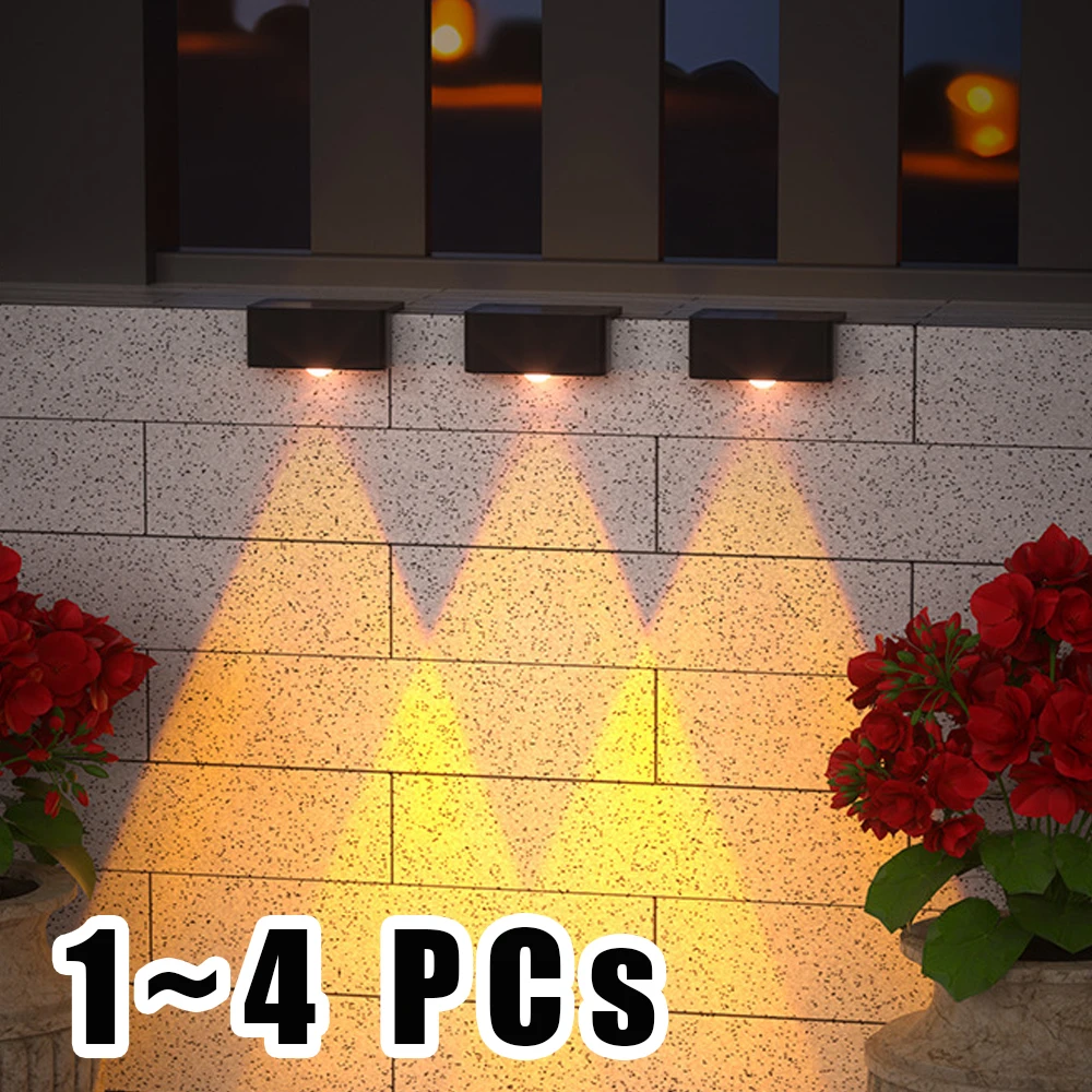 1/4Pack LED Solar Step Lamp Path Stair Outdoor Garden Lights Waterproof Balcony Light Decoration for Patio Stair Fence Light