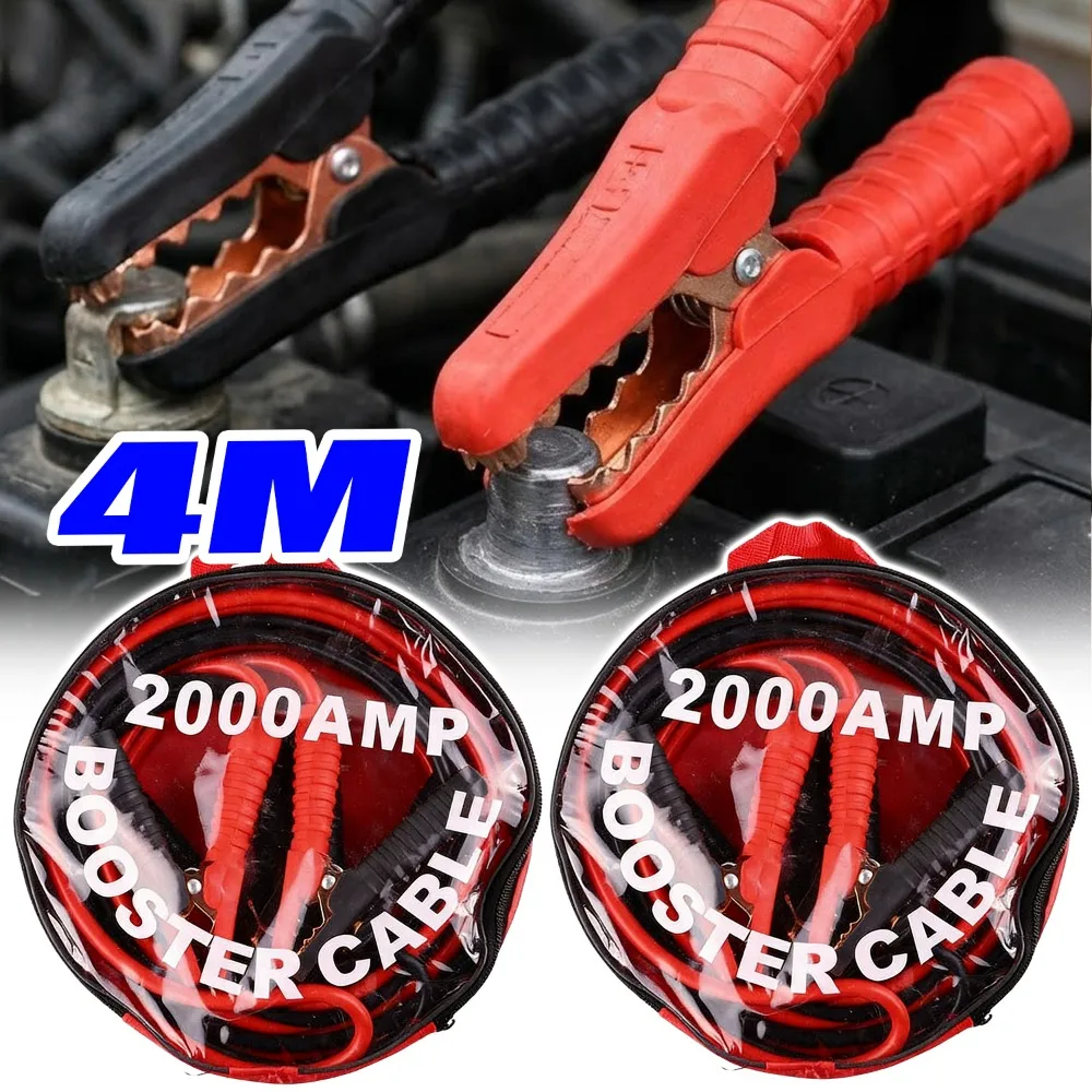 

Car Battery Jumper Cables 2000A 4M Heavy Duty Auto Booster Wire Cold Weather Safe Emergency Jump Starter Truck SUV Accessories