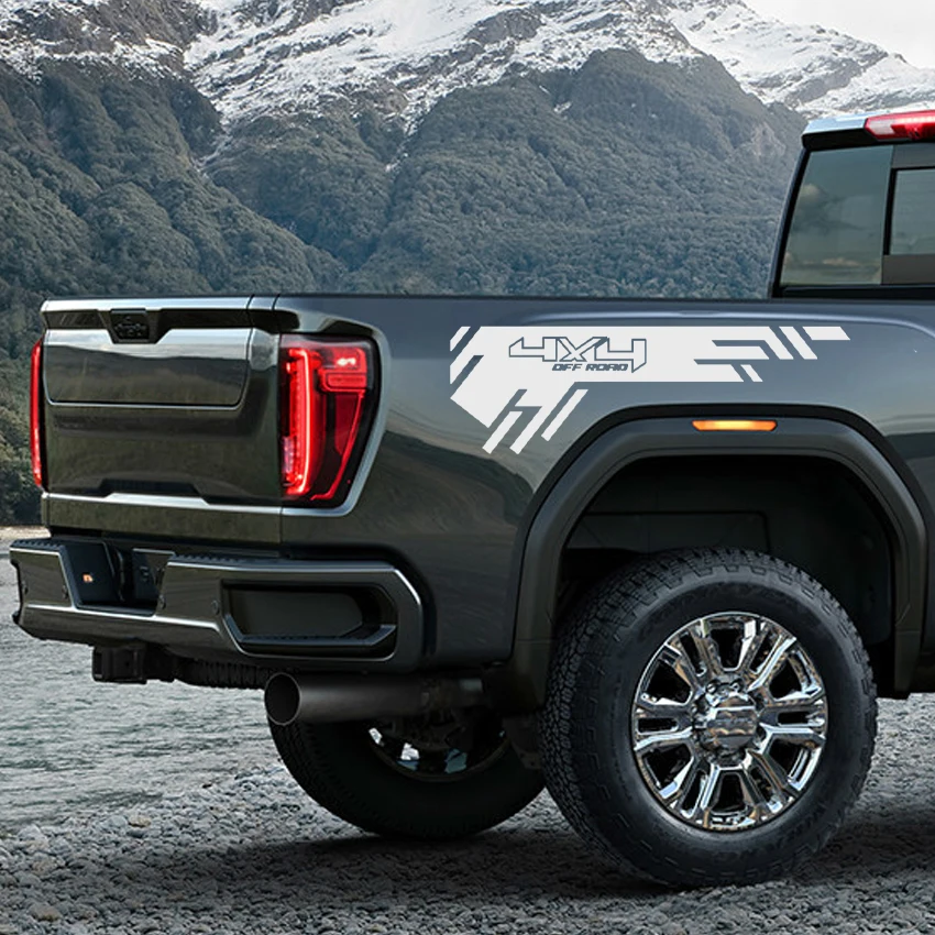 2Pcs 4X4 Off Road Car Body Side Sticker Compatible with Pickup trucks Sports Kit Vinyl Decal Decoration For GMC Sierra F150
