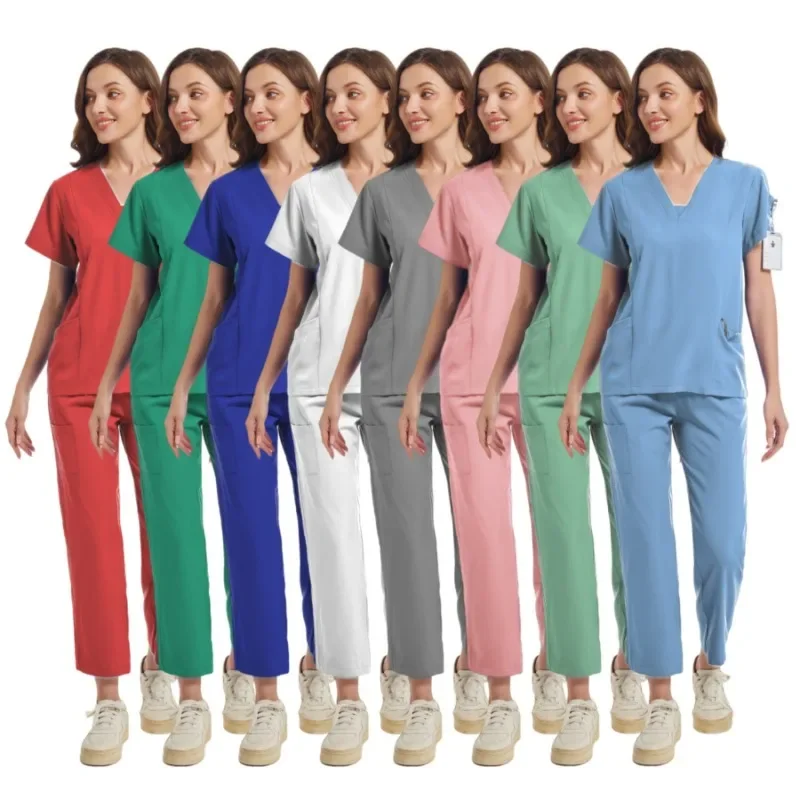 

New Scrubs Medical Uniforms Women Nurse Uniform Thin Breathable Medical Scrub Tops Elastic Scrubs Pants Doctor Workwear Overalls