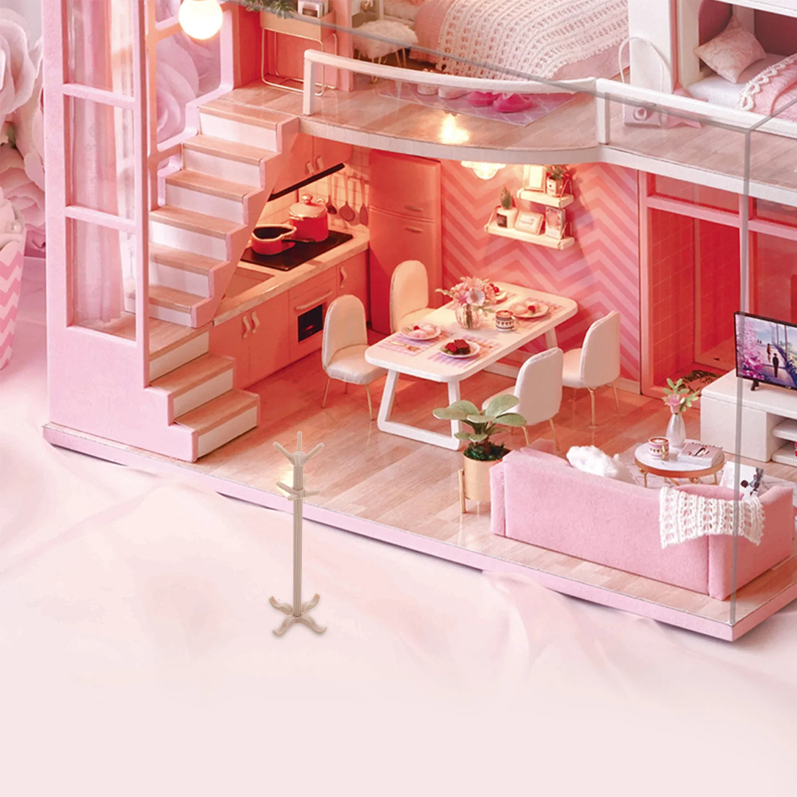 ドールハウスミニ家具キャビネット本棚装飾ディスプレイスタンド金属製衣類ラック帽子ハンガー