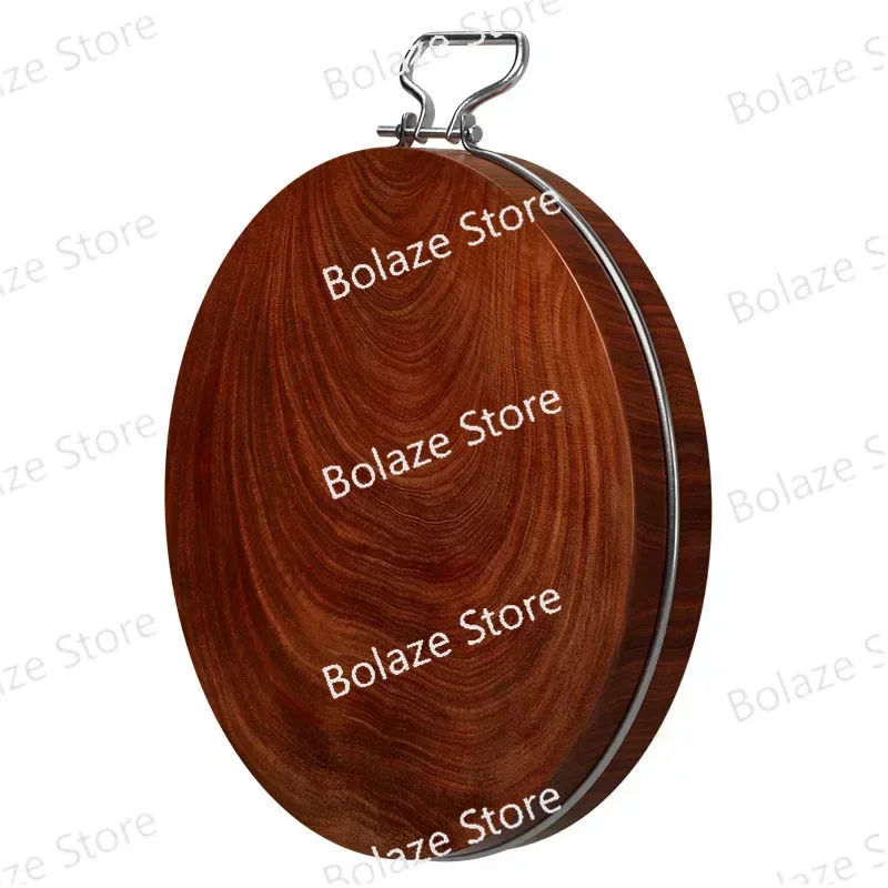 Solid Wood Round Cutting Board High Density Hardness Iron Solid Wood Double Face Round Chopping Cutting Board Blocks with Handle