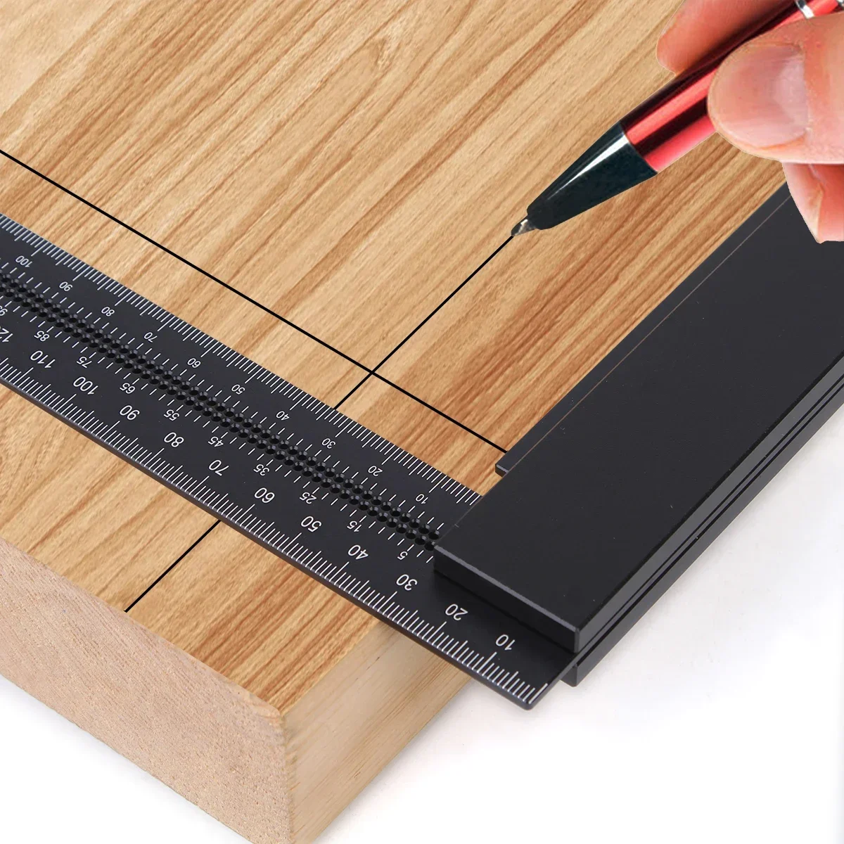 Carpenter Woodworking Angle Ruler Marker Square Parallel Layout Tool Scribe Ruler Aluminum Right Precise Line Alloy Points