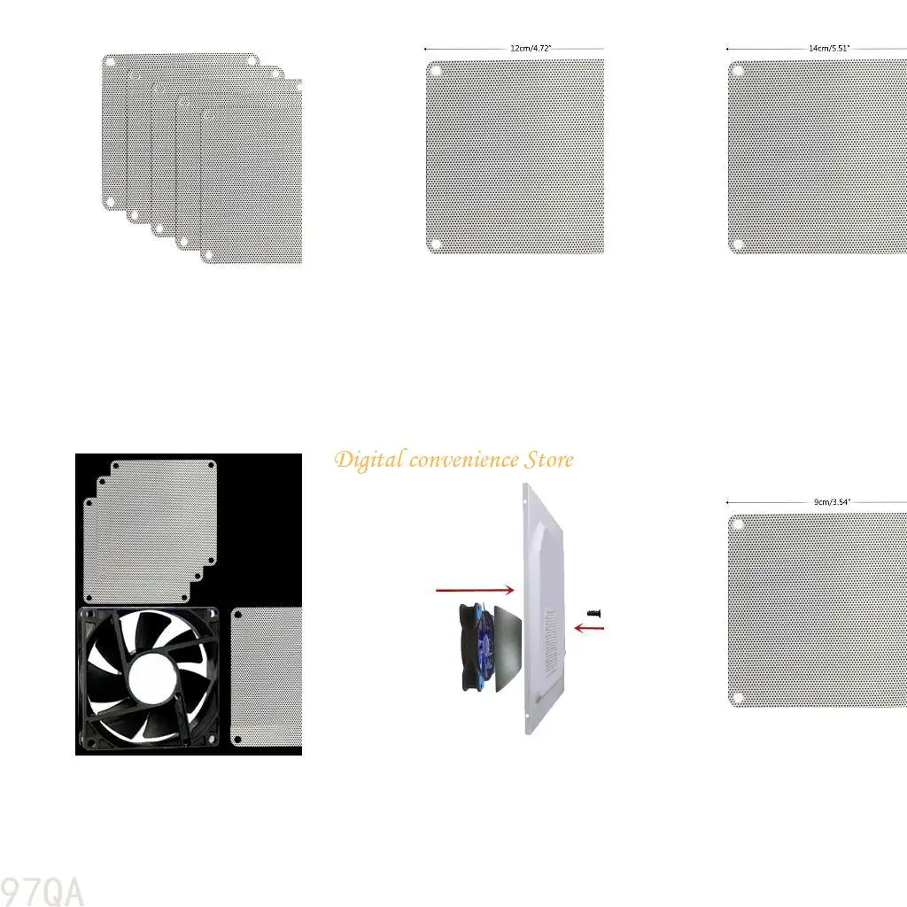 

97QA 5Pcs 8cm 9cm 12cm 14cm Frame Dust Filter Mesh Cover for Computer Fan