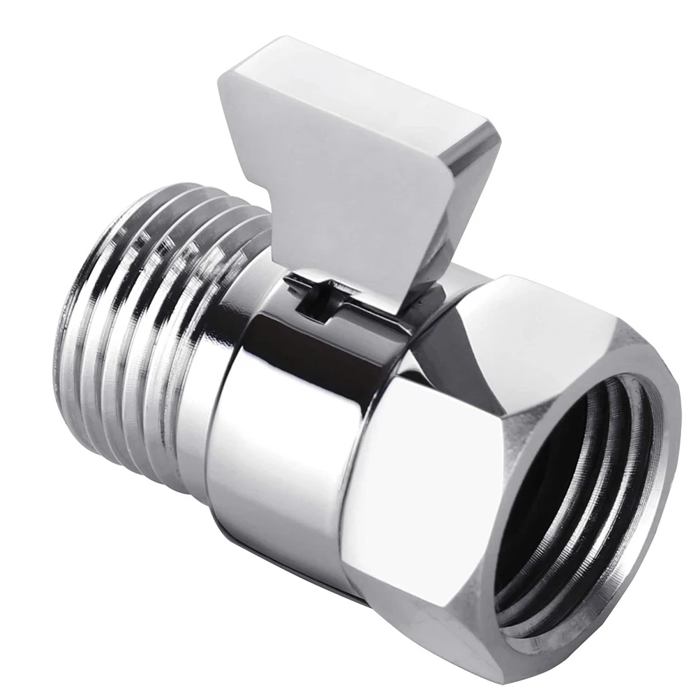 Water Flow Control Shut Off Valve, Brass Adjustable Water Pressure Regulator for Hand Held Shower Head & Bidet Sprayer