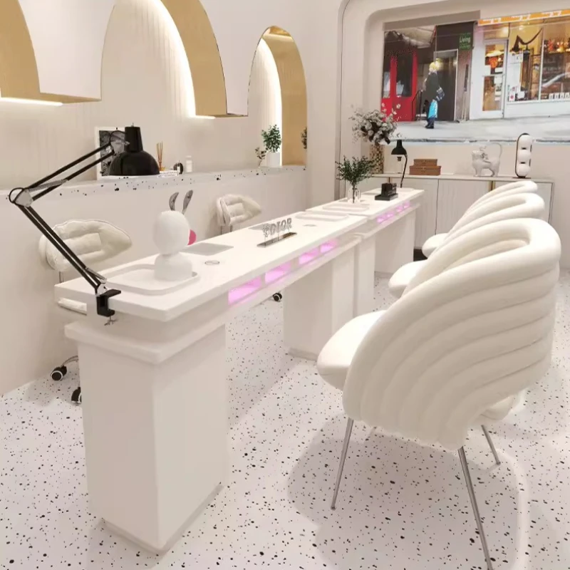 Cream Creative Nail Table Embedded High-power Artistic Design Manicure Table High Nordic Salon Furniture Nageltisch XYMJZ
