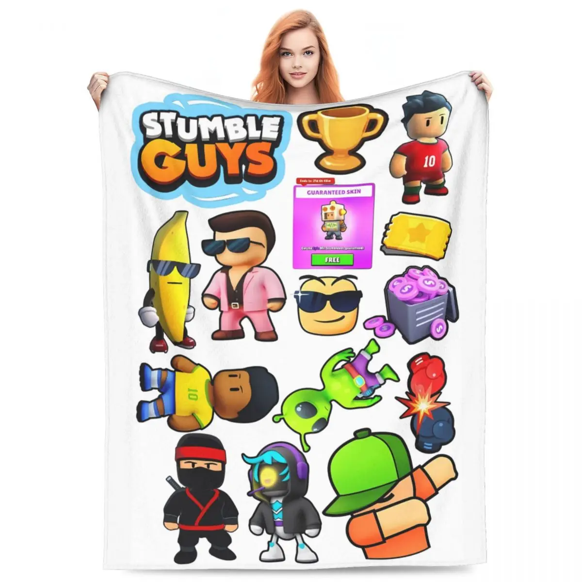 Stumbles Game Guys Characters Warm Soft Blanket Camping Plush Throw Blanket Print Couch Chair Flannel Bedspread Sofa Bed Cover