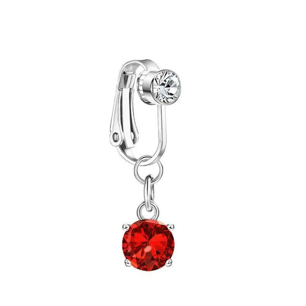 Faux Fake Belly Ring Heart-shaped Design Umbilical Navel Non Piercing Belly Ring Dangling Long Clip on Belly Button Body Jewelry