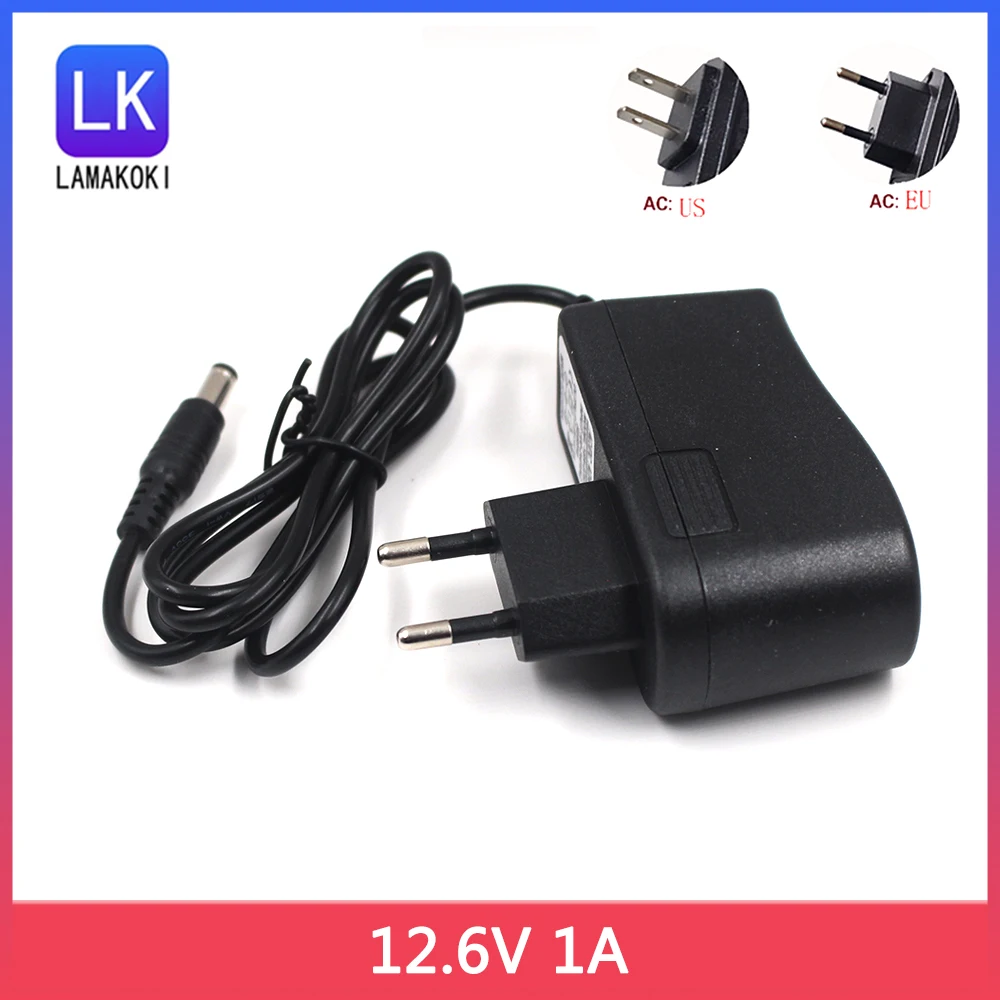 100-240V AC DC 12.6V 1A 1000MA Adapter Power Supply 5.5x2.5mm 12.6V Volt AC Charger Adaptor Plug For 18650 Li-ion Battery